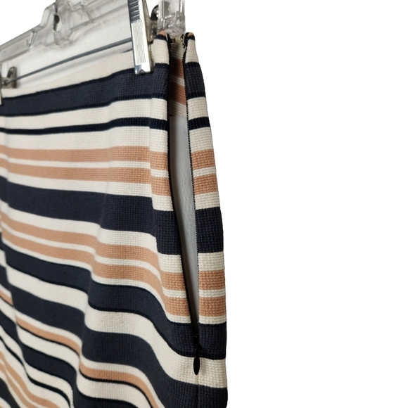 Ann Taylor LOFT Cream Tan Charcoal Black Striped Neutral Skirt Women's Size 2 - Picture 5 of 8